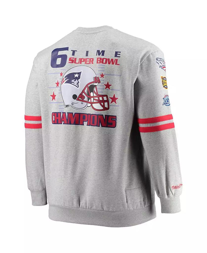 Mitchell and Ness Men's Heathered Gray New England Patriots Big and Tall Allover Print Pullover Sweatshirt