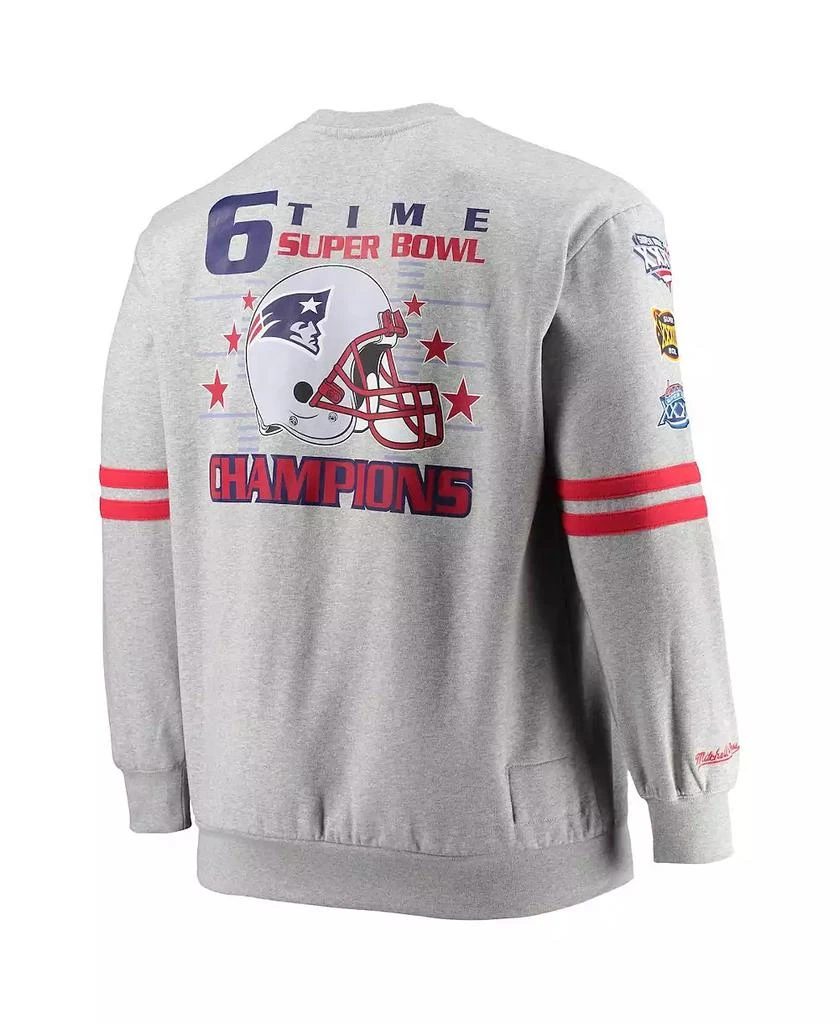 Mitchell and Ness Men's Heathered Gray New England Patriots Big and Tall Allover Print Pullover Sweatshirt 2