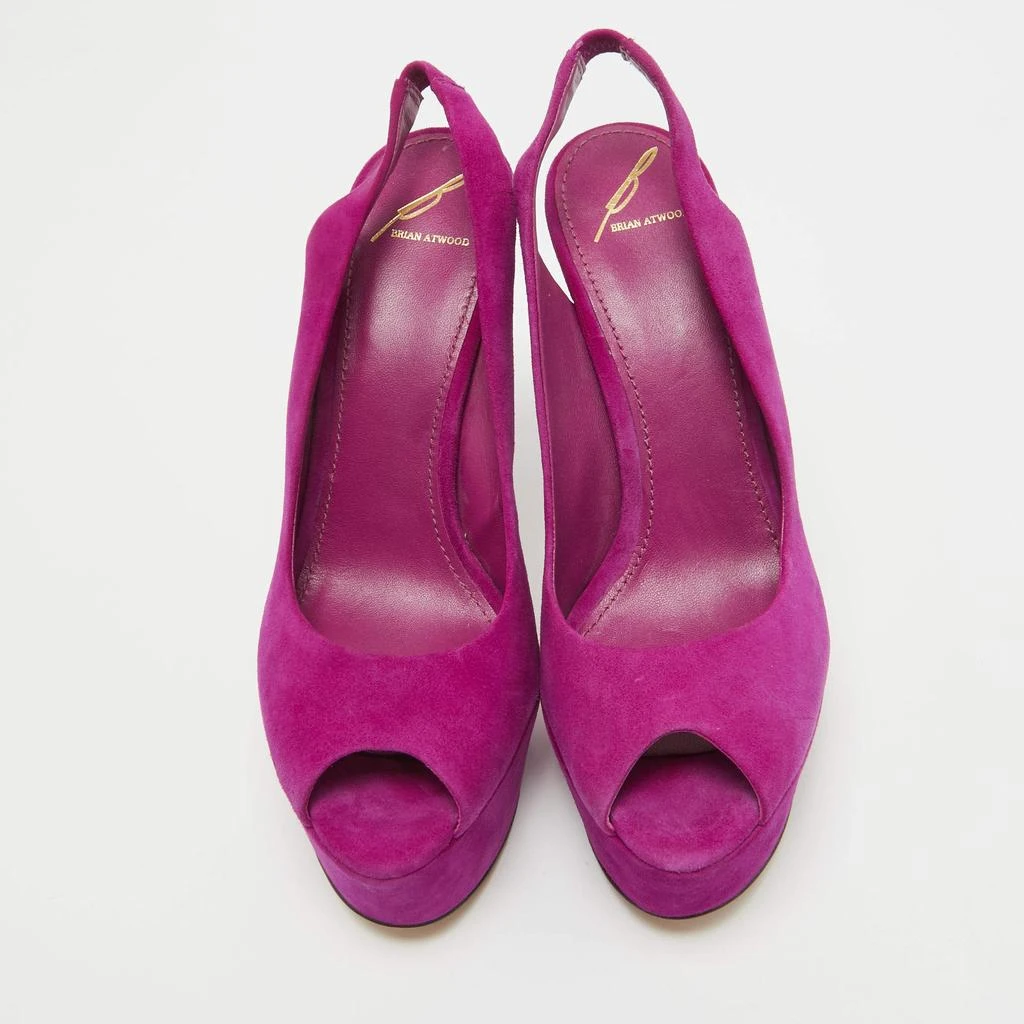 Brian Atwood Brian Atwood Pink Suede Peep Toe Platform Slingback Sandals Size 38.5 3