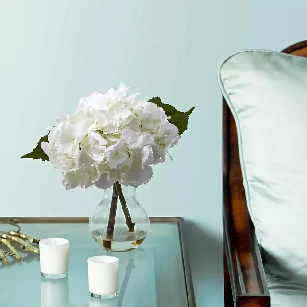 NEARLY NATURAL Blooming Hydrangea w/ Vase Arrangement 2