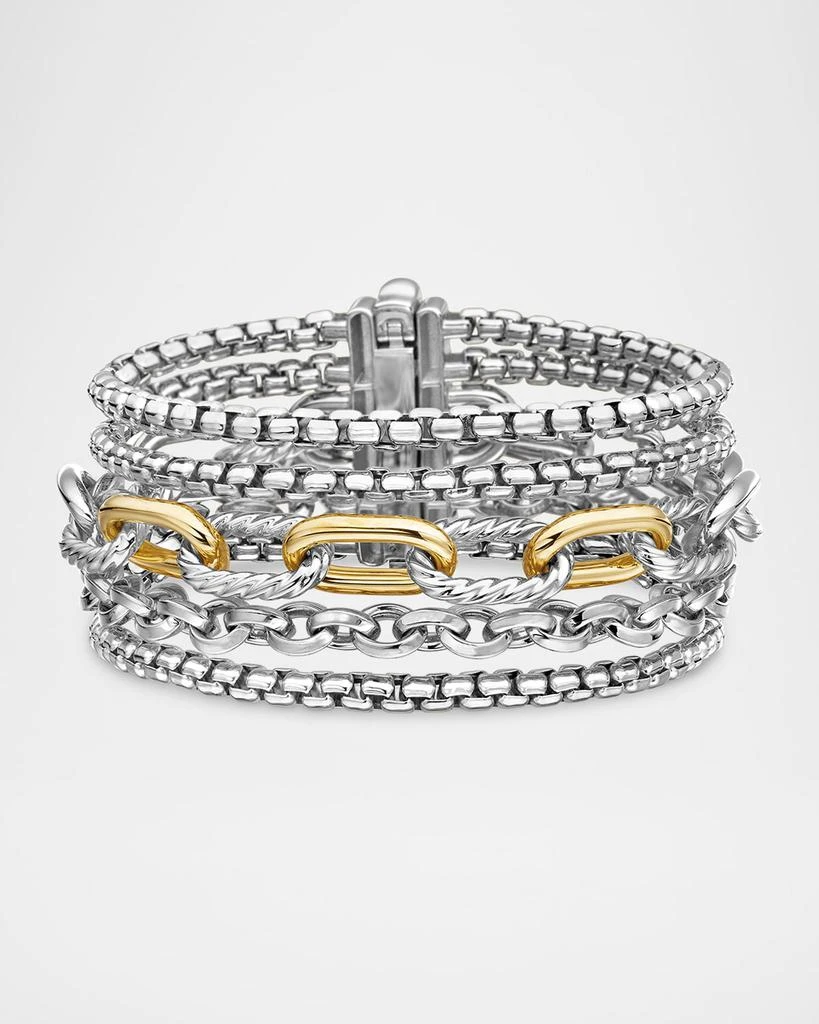 David Yurman Multi Row Chain Bracelet in Silver with 18K Gold, 29mm
