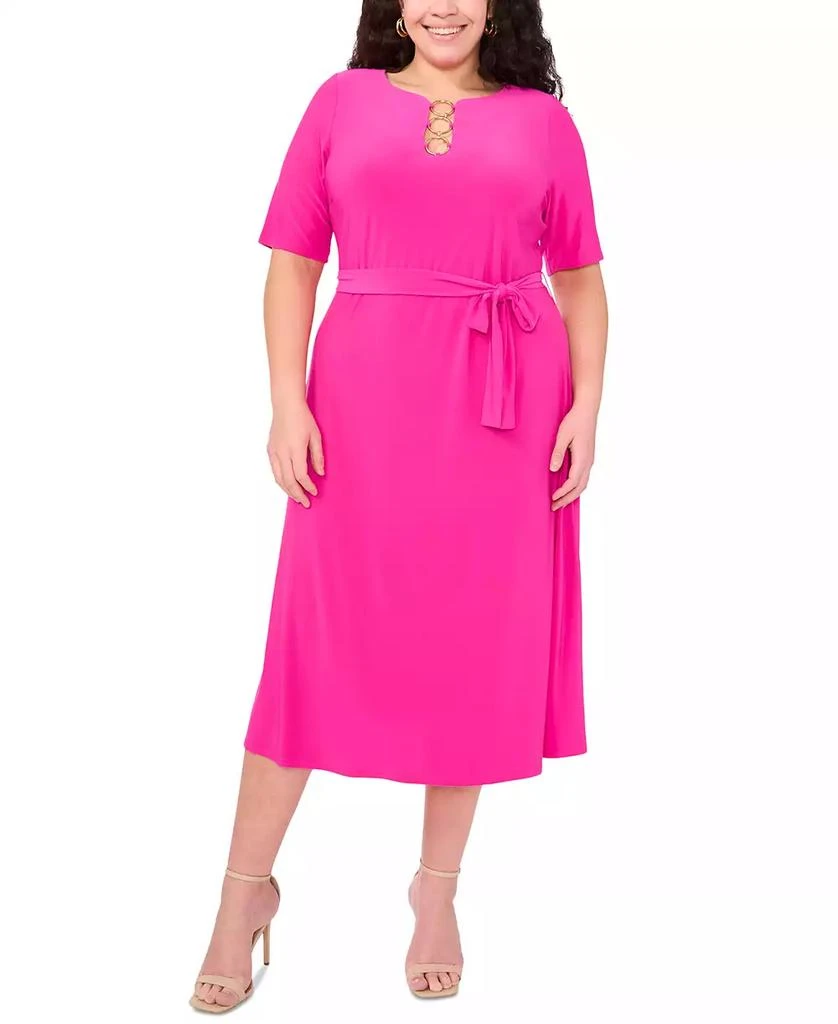 MSK Plus Size Tie-Waist Hardware A-Line Dress 1
