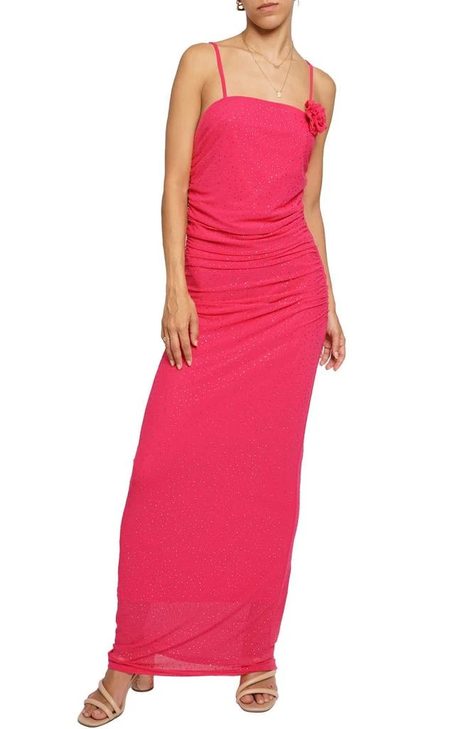Know One Cares Rosette Rhinestone Mesh Maxi Dress 1