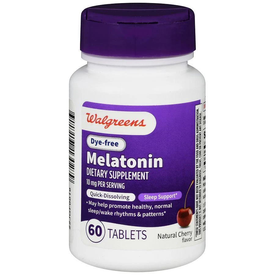 Walgreens Dye Free Melatonin 10 mg Quick-Dissolving Tablets (60 days) Natural Cherry 1