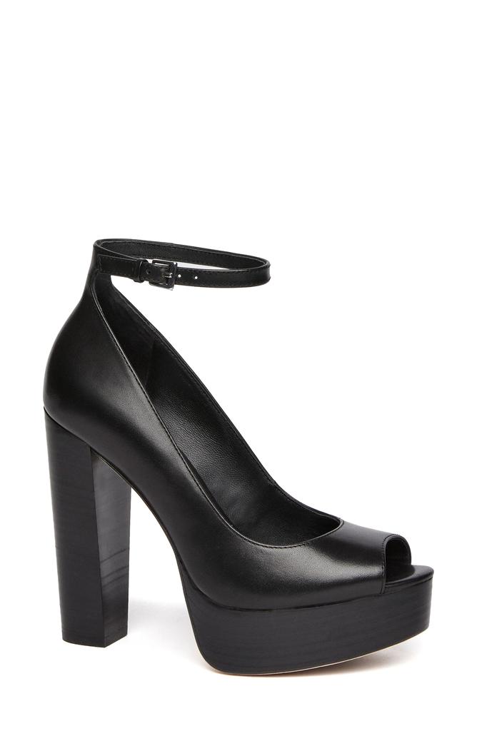 Paige Cassidy Ankle Strap Peep Toe Platform Pump