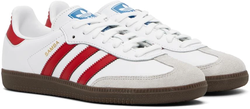 adidas Originals White & Red Samba OG Sneakers 4