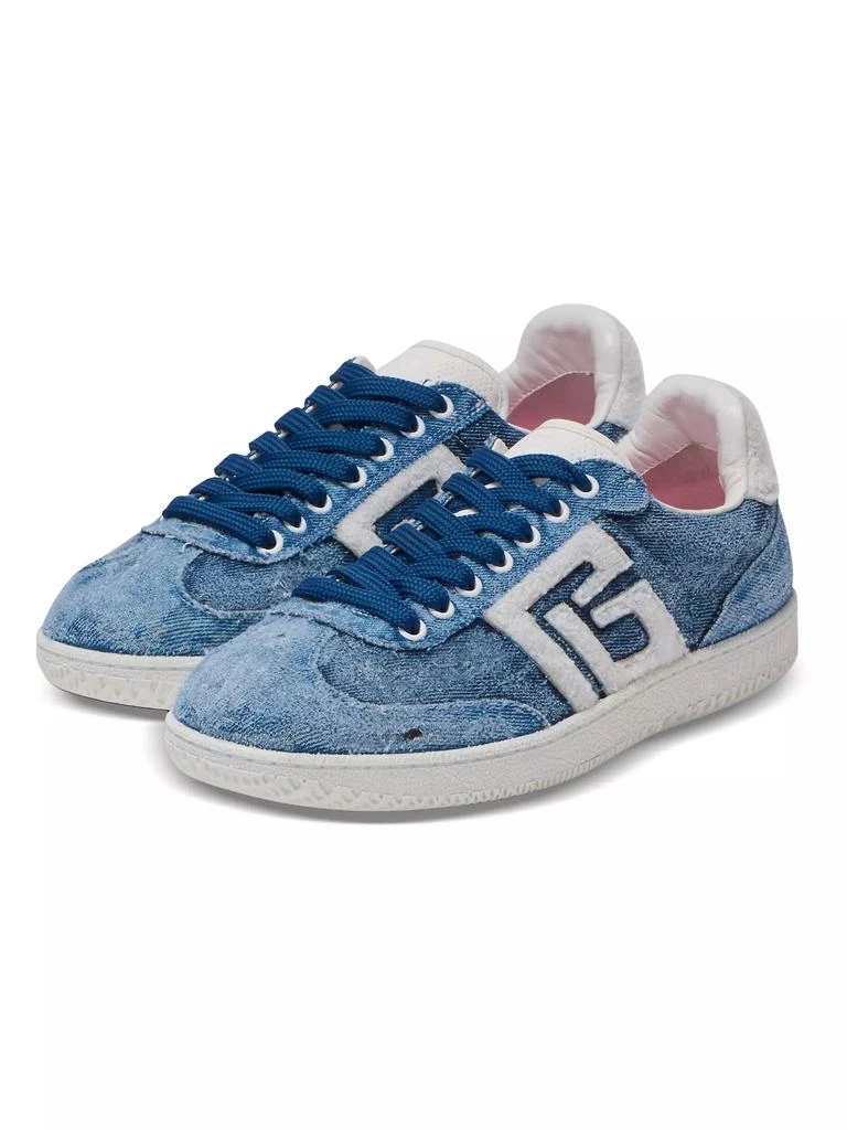 Balmain Swan Destroyed Denim Low-Top Sneakers 3