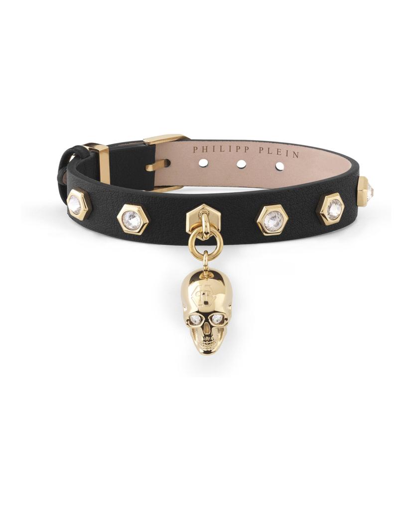 Philipp Plein 3D $kull Crystal Calf Leather Bracelet