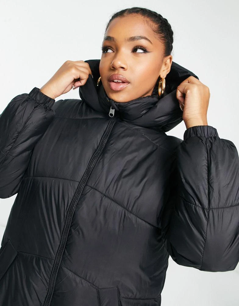 VERO MODA Vero Moda padded maxi coat with hood in black 2