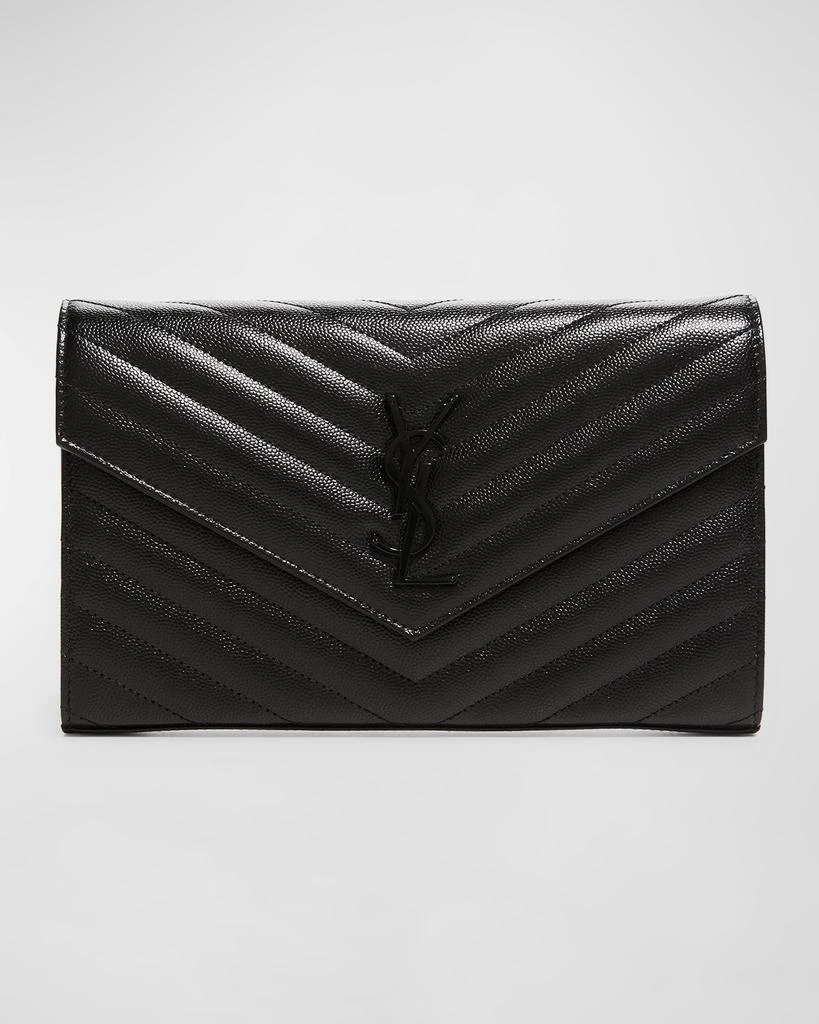 Yves Saint Laurent YSL Monogram Large Wallet on Chain in Grained Leather 1