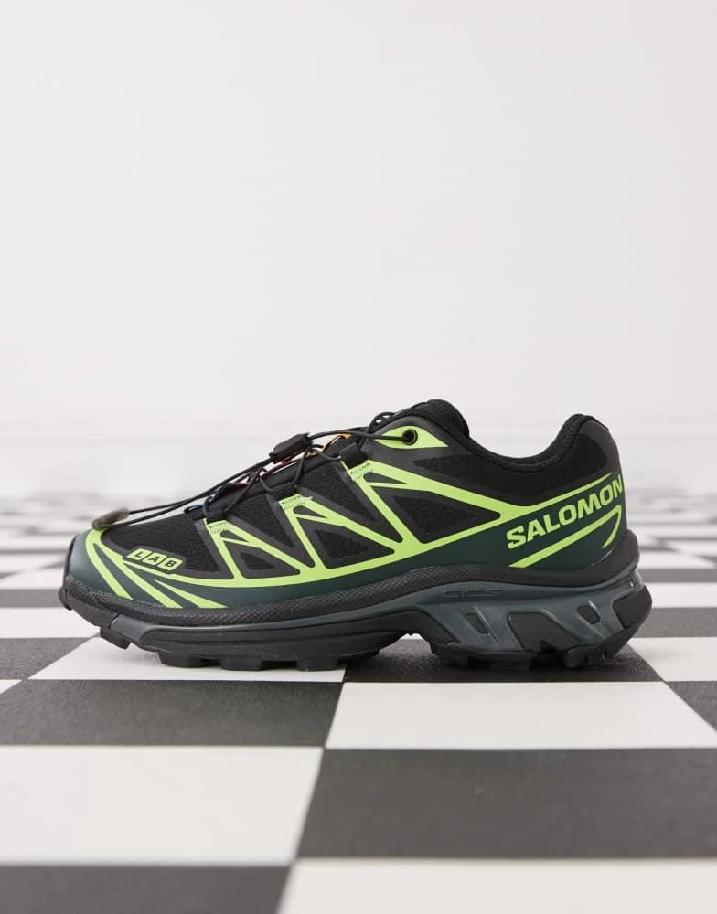 Salomon Salomon XT-6 trainers in black and neon green 2