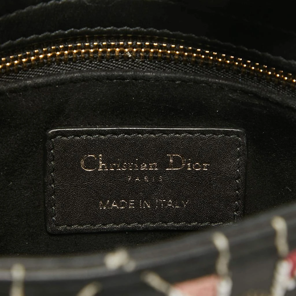 Dior Dior Black Leather Mini Embroidered Beaded Lady Dior Tote 12