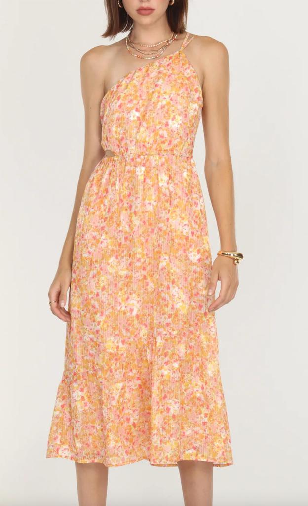 Greylin Greylin - Reya One Shoulder Textured Chiffon Cut Out Dress