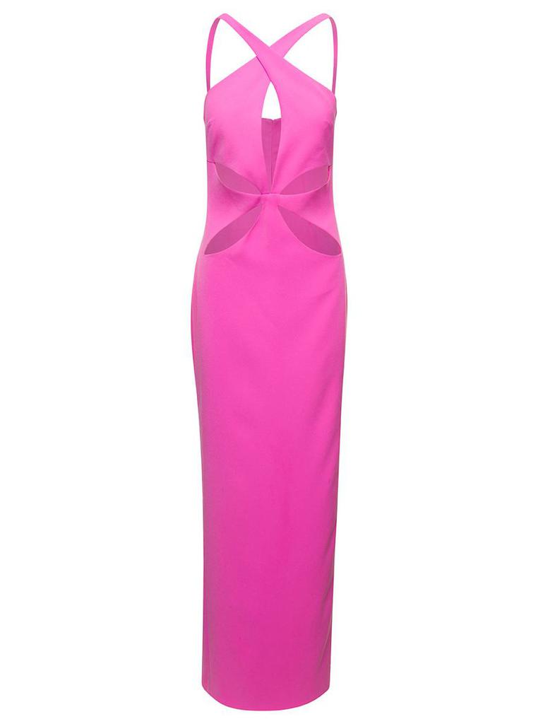 Monot Pink Halterneck Petal Cutout Dress In Tech Fabric Woman
