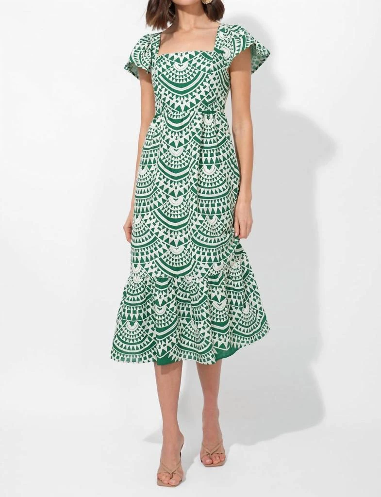 Adelyn Rae Adelyn Rae - Maja Cotton Crochet Flutter Sleeve Midi Dress 1