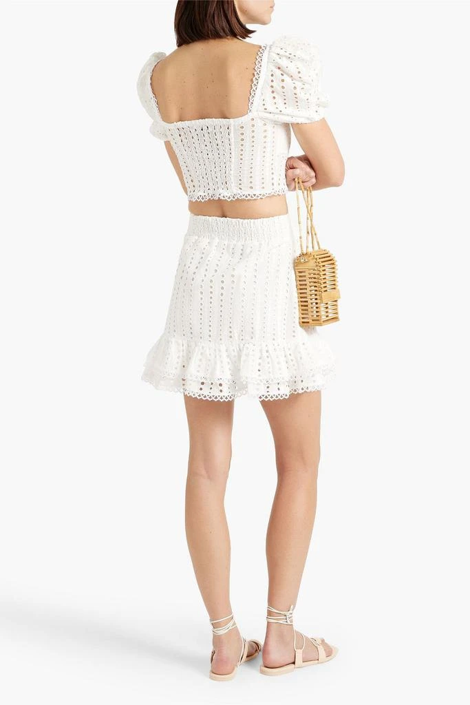 Charo Ruiz Ibiza Ruffled broderie anglaise cotton-blend mini skirt 3