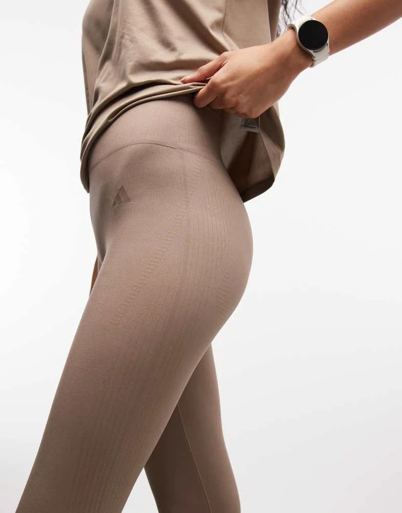 Adidas adidas Training Essentials full length leggings in chalky brown 5