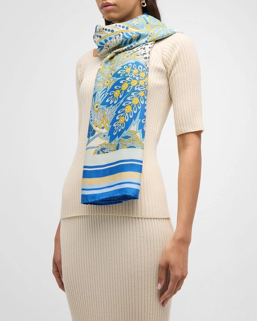 Rani Arabella Amazonia Cobalt Cashmere-Blend Scarf 3