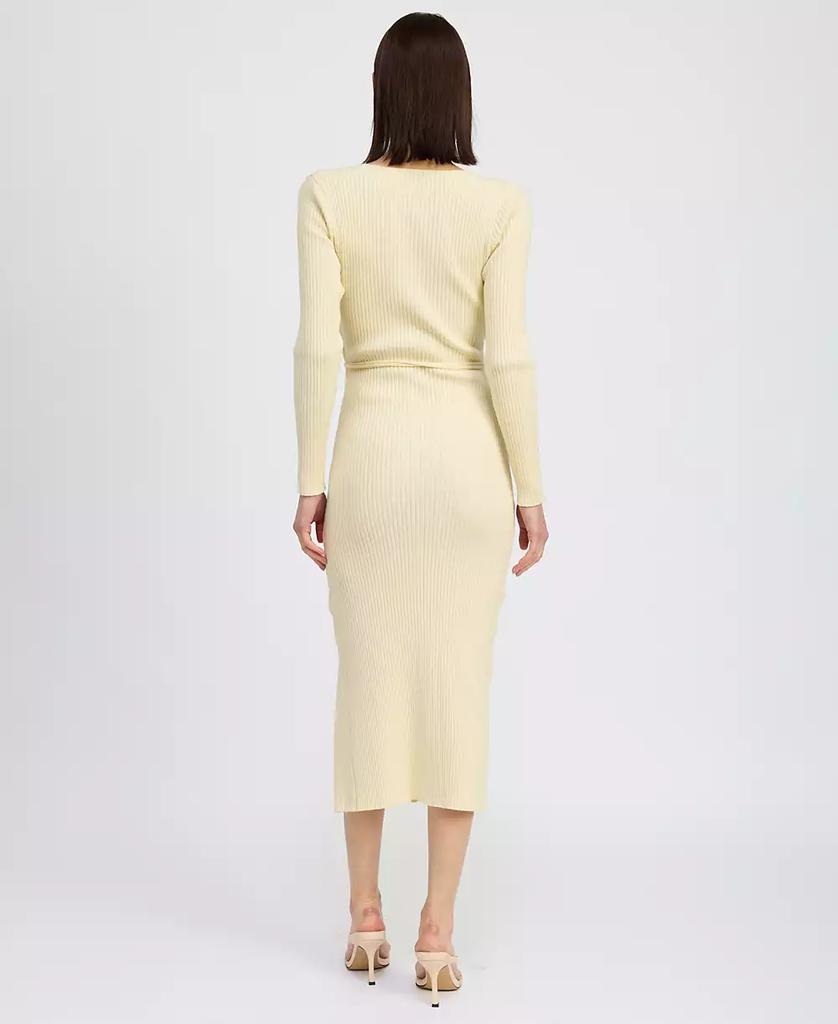 En Saison Women's Merril Ribbed Long-Sleeve Slit-Front Dress