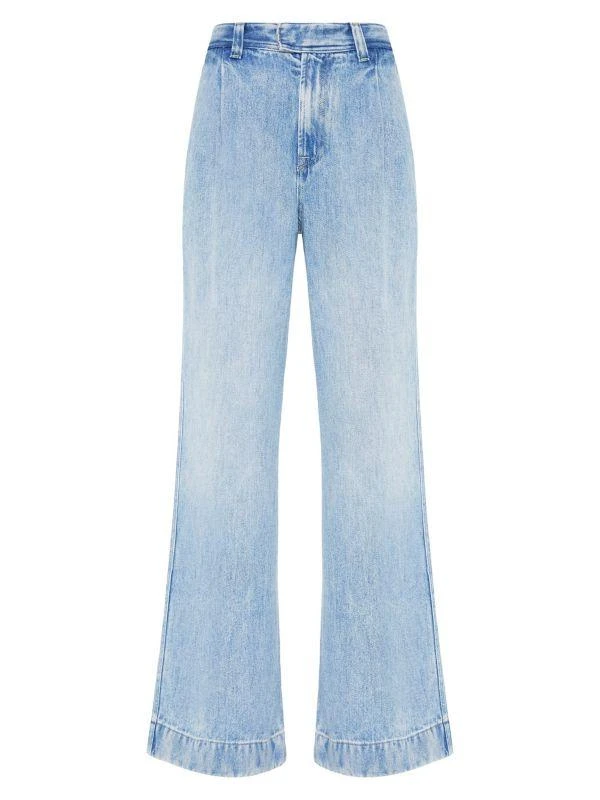 7 For All Mankind Pleated Denim Wide-Leg Jeans 4