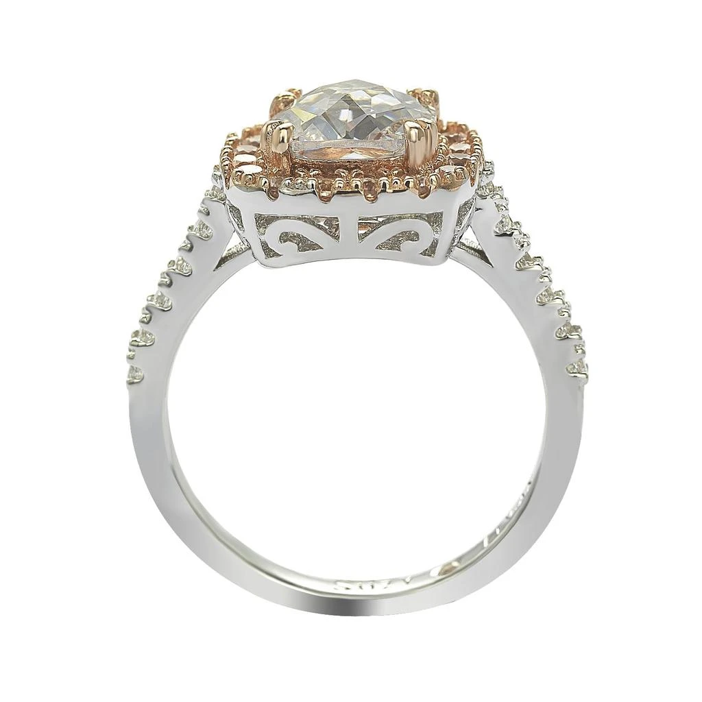 Suzy Levian Sterling Silver White & Pink Cubic Zirconia Engagement Ring 2