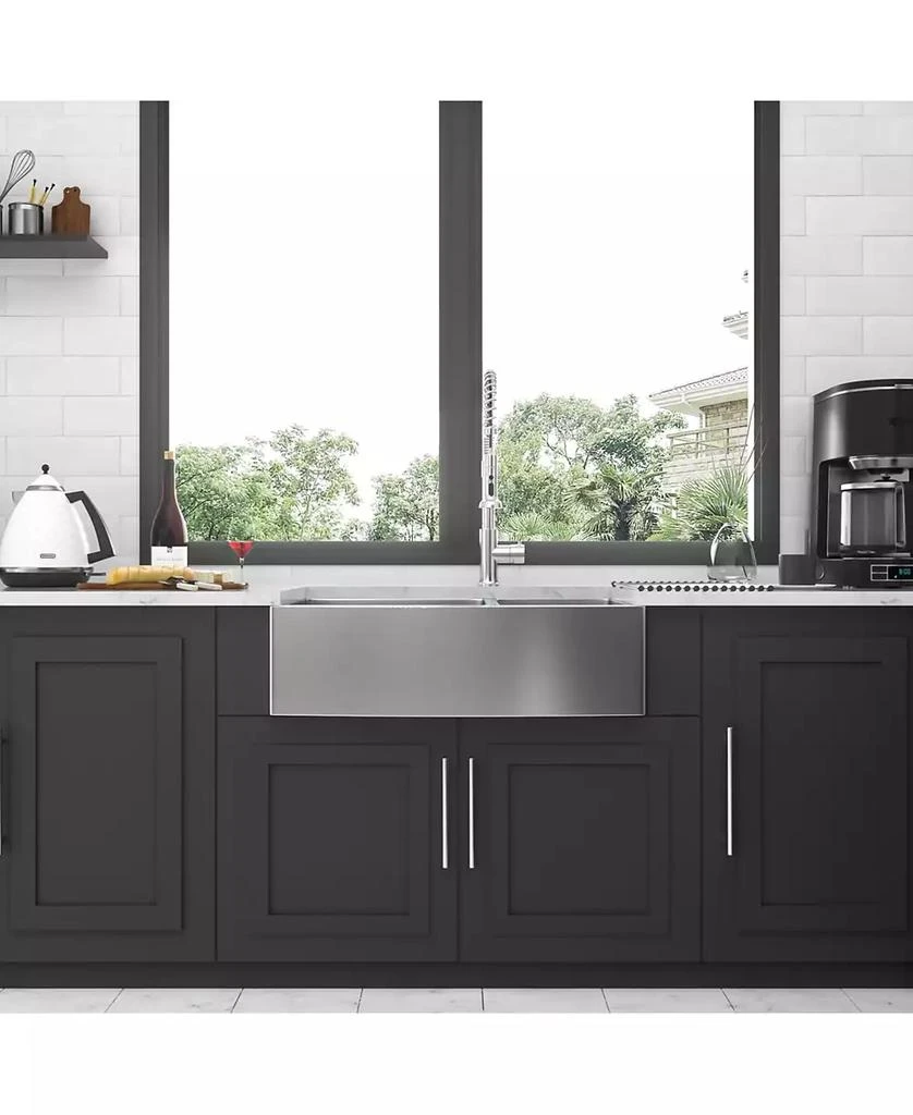 Flynama 33x21x10 Inch Double Bowl 60 and 40 Farmhouse Apron Front Kitchen Sink 16 Gauge T304 Stainless Steel With Two 10 Inch Deep Basin 6