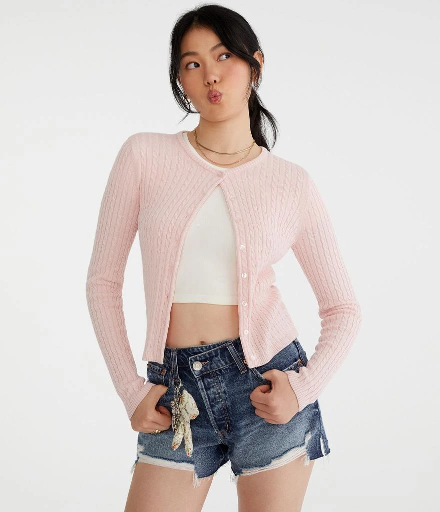 Aeropostale Cable Knit Buttoned Crew Cardigan 5