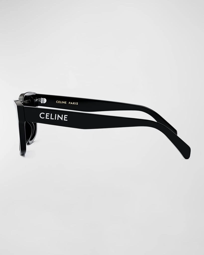 Celine Logo Monochrome Rectangle Acetate Sunglasses 3