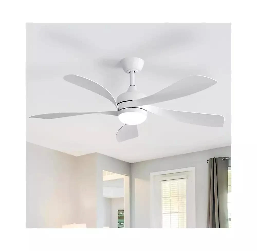 Sofucor 52-inch Modern Downrod Indoor ABS 5 Blades LED Light with Remote Control Support Six Speed Ajustable Ceiling Fan