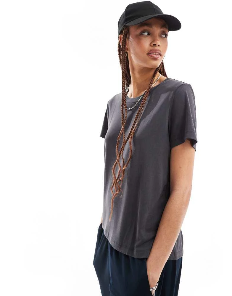 Monki Monki super soft t-shirt in charcoal black 1