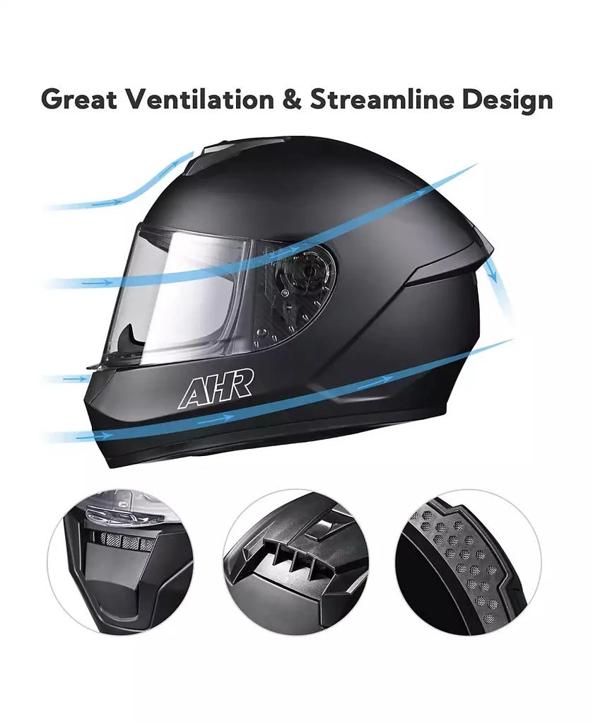 AHR RUN-F3 Full Face Motorcycle Helmet DOT Removable Liner Street Bike Adult XL 3