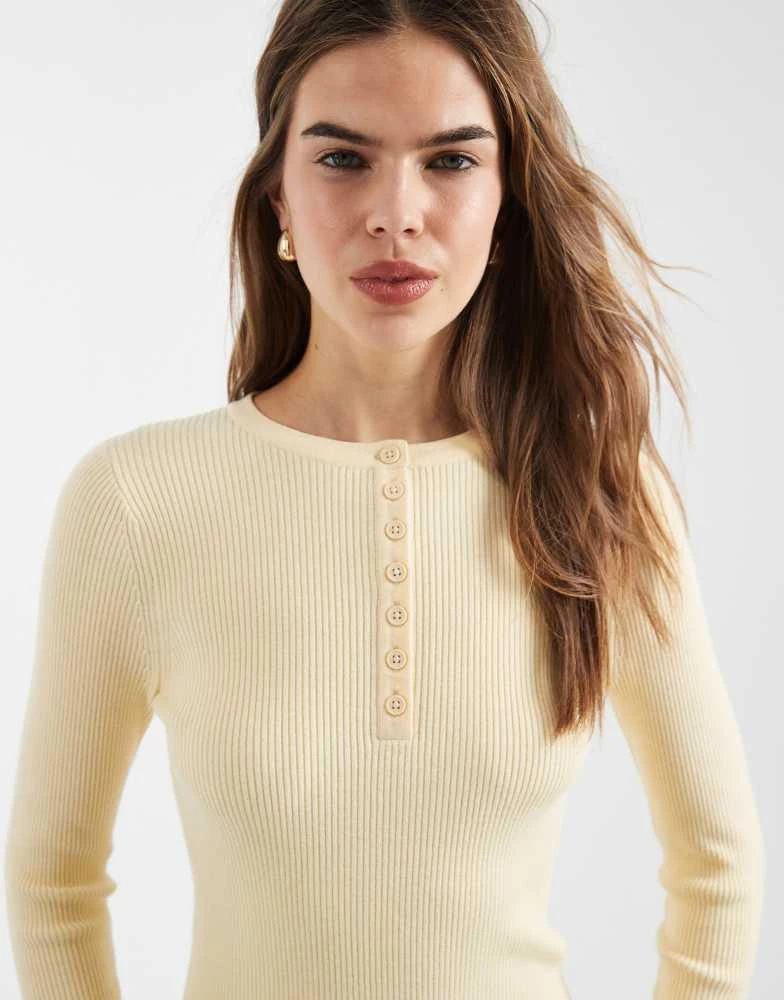 ASOS ASOS DESIGN fine gauge henley top in buttermilk
