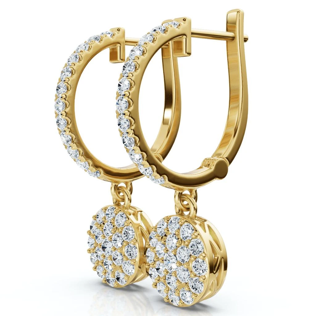 Pompeii3 3/4Ct Drop Dangle Hoop Earrings 14k Gold Lab Grown EF/VS