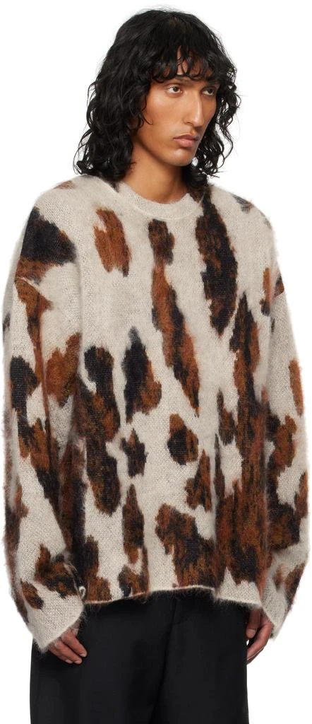 Achilles Ion Gabriel White & Brown Entourage Mohair Knit Sweater 4