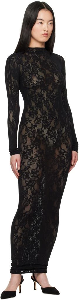 SKIMS Black Knit Lace Turtleneck Maxi Dress 4