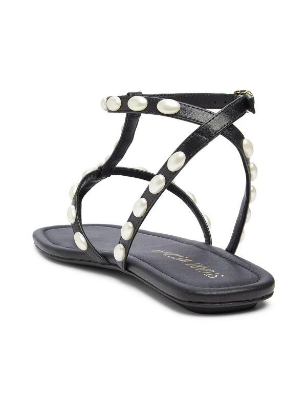Stuart Weitzman Pearlita Lacquered Leather Flat Sandals 3