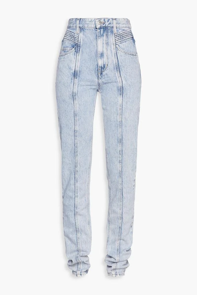 MARANT ÉTOILE Hominy pintucked acid-wash high-rise slim-leg jeans 1