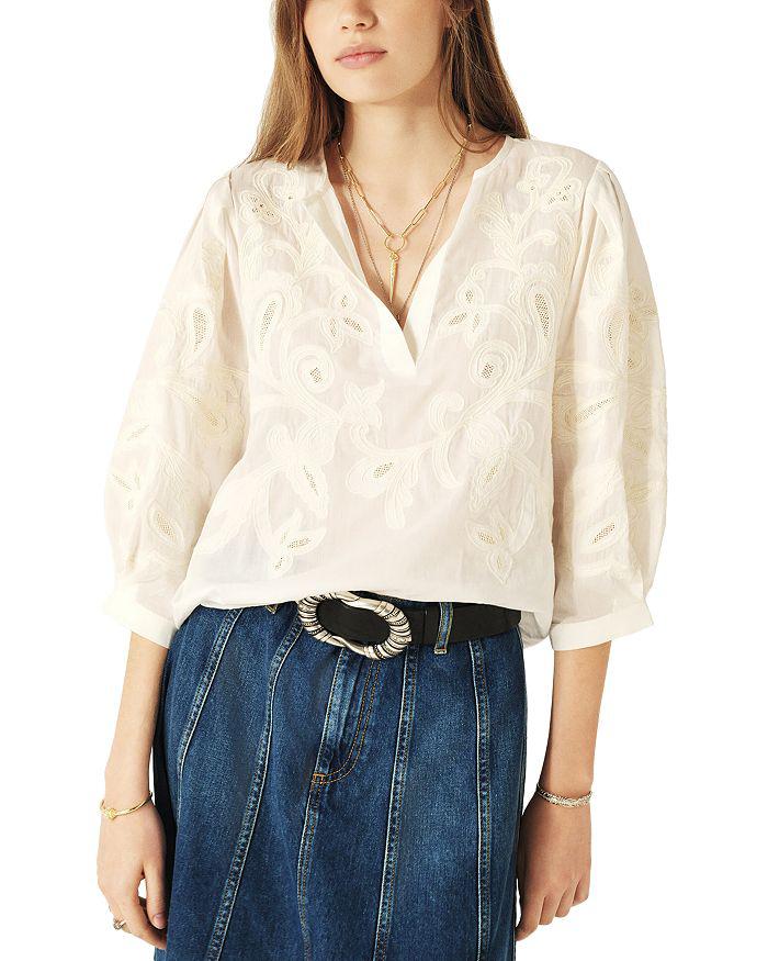 ba&sh Gabby Floral Balloon Sleeve Top