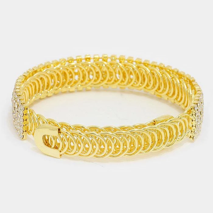 FASHNZFAB CRYSTAL RHINESTONE ADJUSTABLE EVENING BRACELET 2