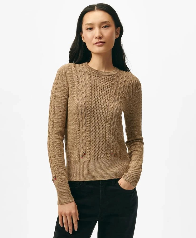 Brooks Brothers Women's Lunar New Year Shimmer Cable Knit Snake Motif Sweater 1