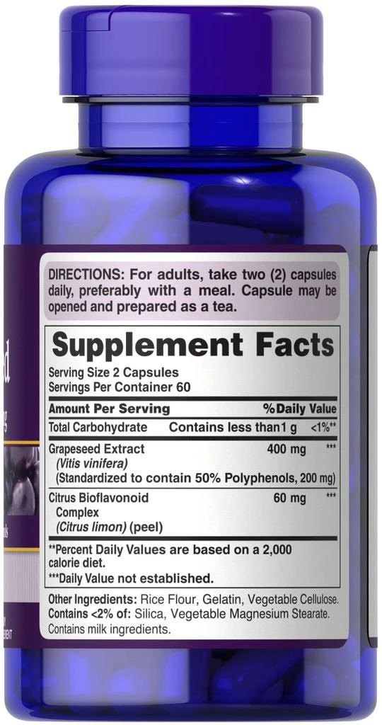 Puritan's Pride Grapeseed Extract 200 mg 120 Capsules 4