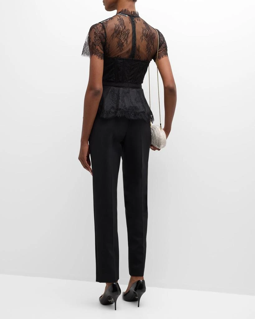 SIMKHAI Kehlani Sheer Lace Short-Sleeve Peplum Bustier Top 4