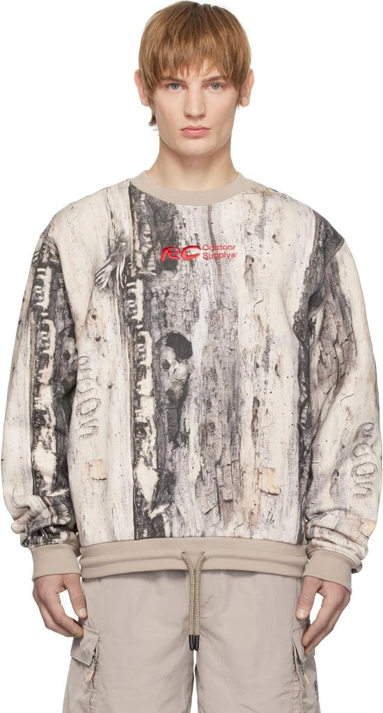 RCOS Off-White & Taupe 'RC Outdoor Supply' Logo Embroidered Sweatshirt 1