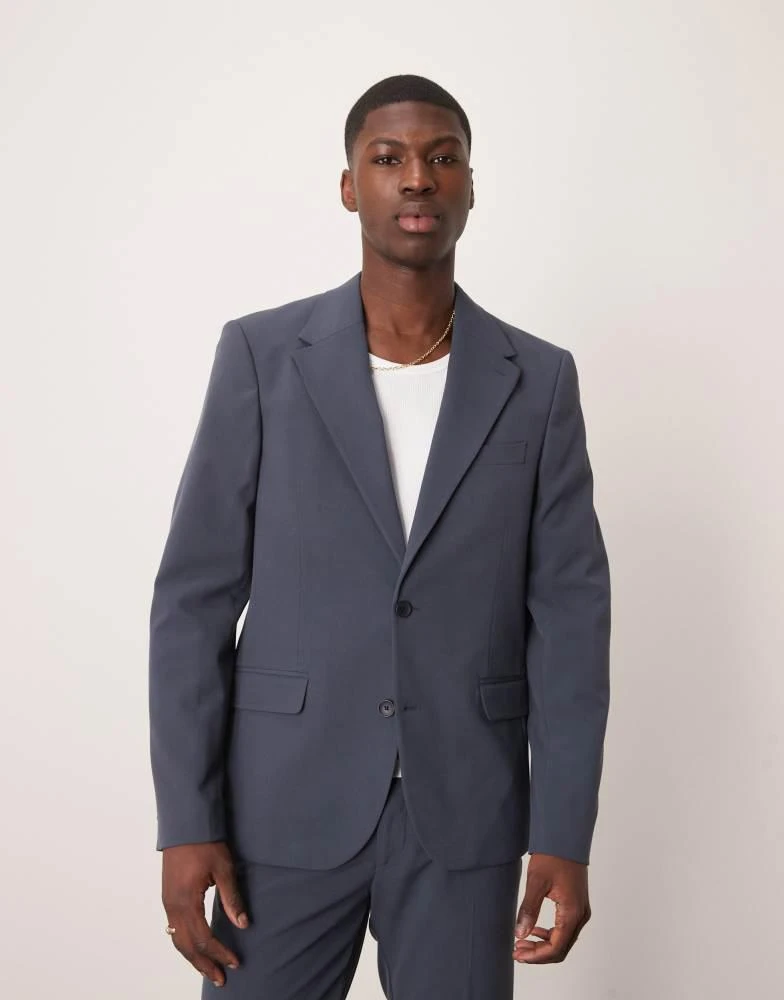 ASOS DESIGN four way stretch skinny fit suit jacket in navy – On