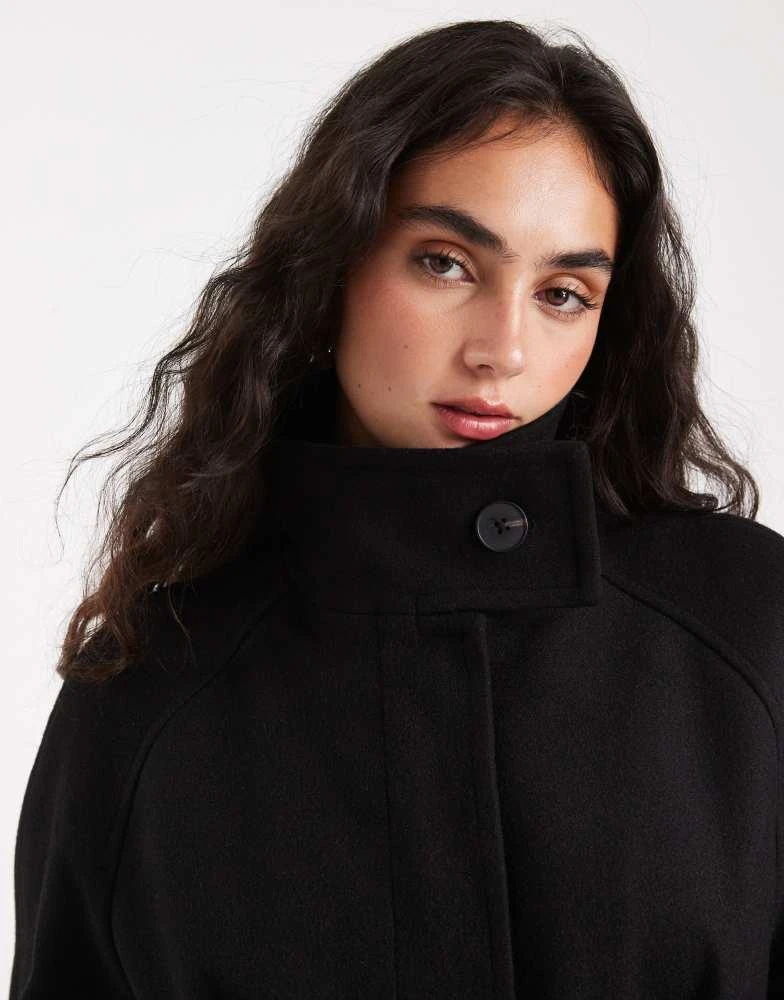 ASOS ASOS DESIGN funnel neck longline formal trench coat in black 3