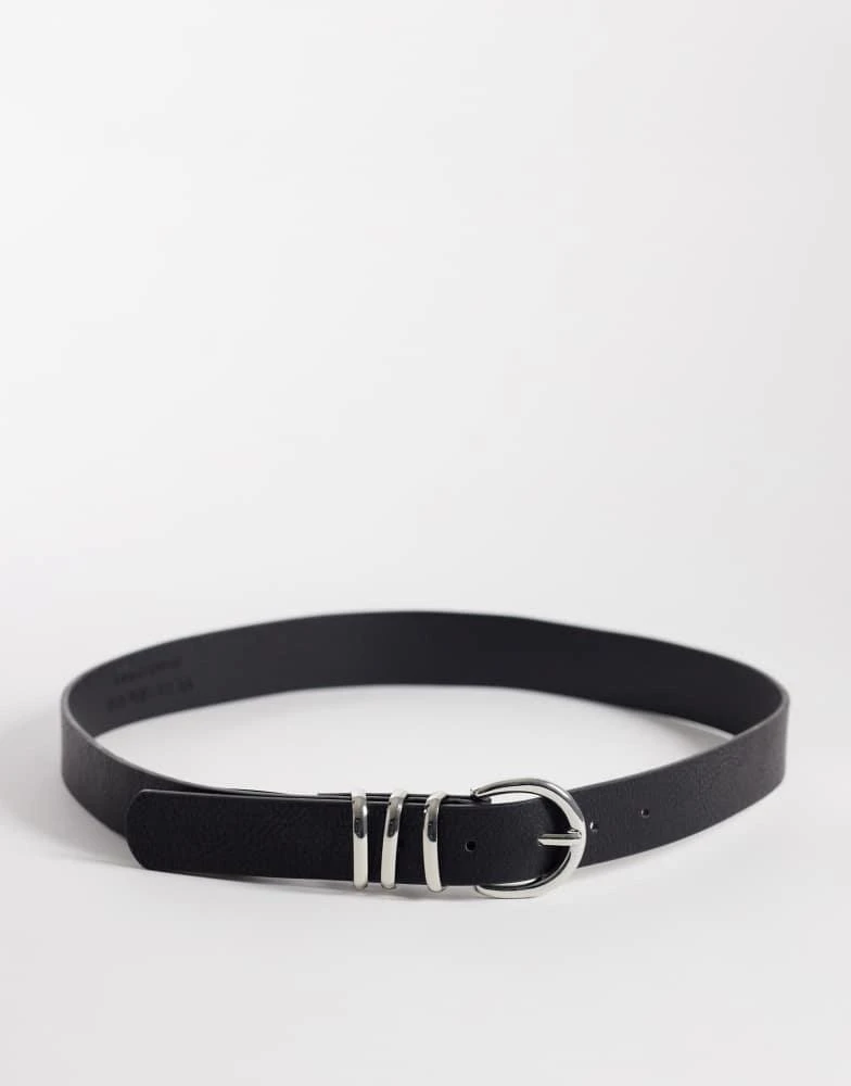 VERO MODA Vero Moda faux leather silver buckle belt in black