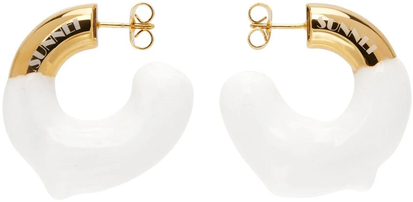 SUNNEI SSENSE Exclusive Gold & White Small Rubberized Earrings 1