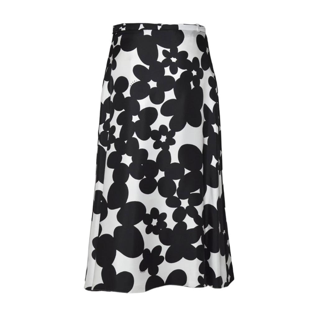 スカート Marni Black & White Dillies Print Silk Midi Skirt Marni Black & White Dillies Print Silk Midi Skirt - Dresses