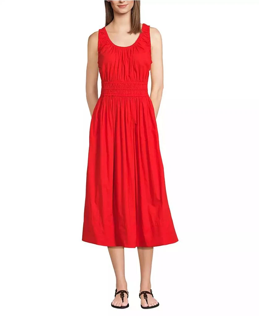 knee length dresses for ladies White Cotton Poplin Midi Dress