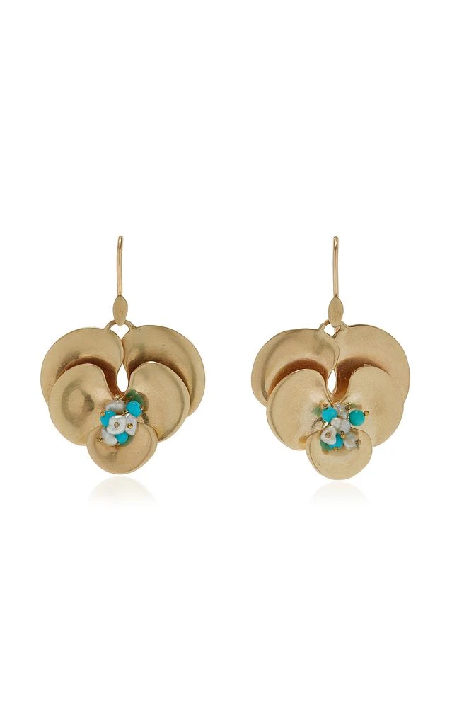 Annette Ferdinandsen Annette Ferdinandsen - Pansey 14K Yellow Gold; Pearl Turquoise Earrings - Gold - OS - Moda Operandi - Gifts For Her 1